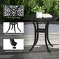 21" Square Outdoor End Table, Cast Aluminum Patio Side Table with Umbrella Hole for Garden, Balcony, Poolside, Black