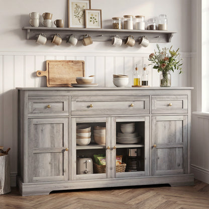 Sideboard Buffet Cabinet with Glass Doors