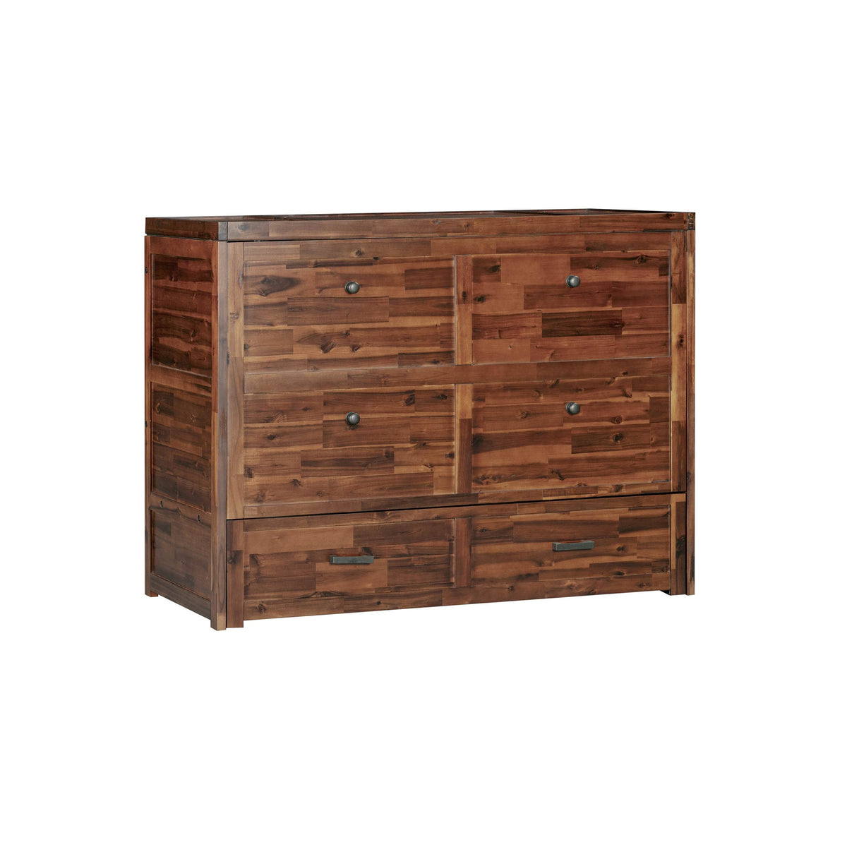 Stow Twin cabinet bed in Cherry, closed, angled view