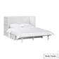 Stow King cabinet bed in White, open with bedding, angled view