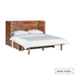 Stow King cabinet bed in Cherry, open with bedding, angled view