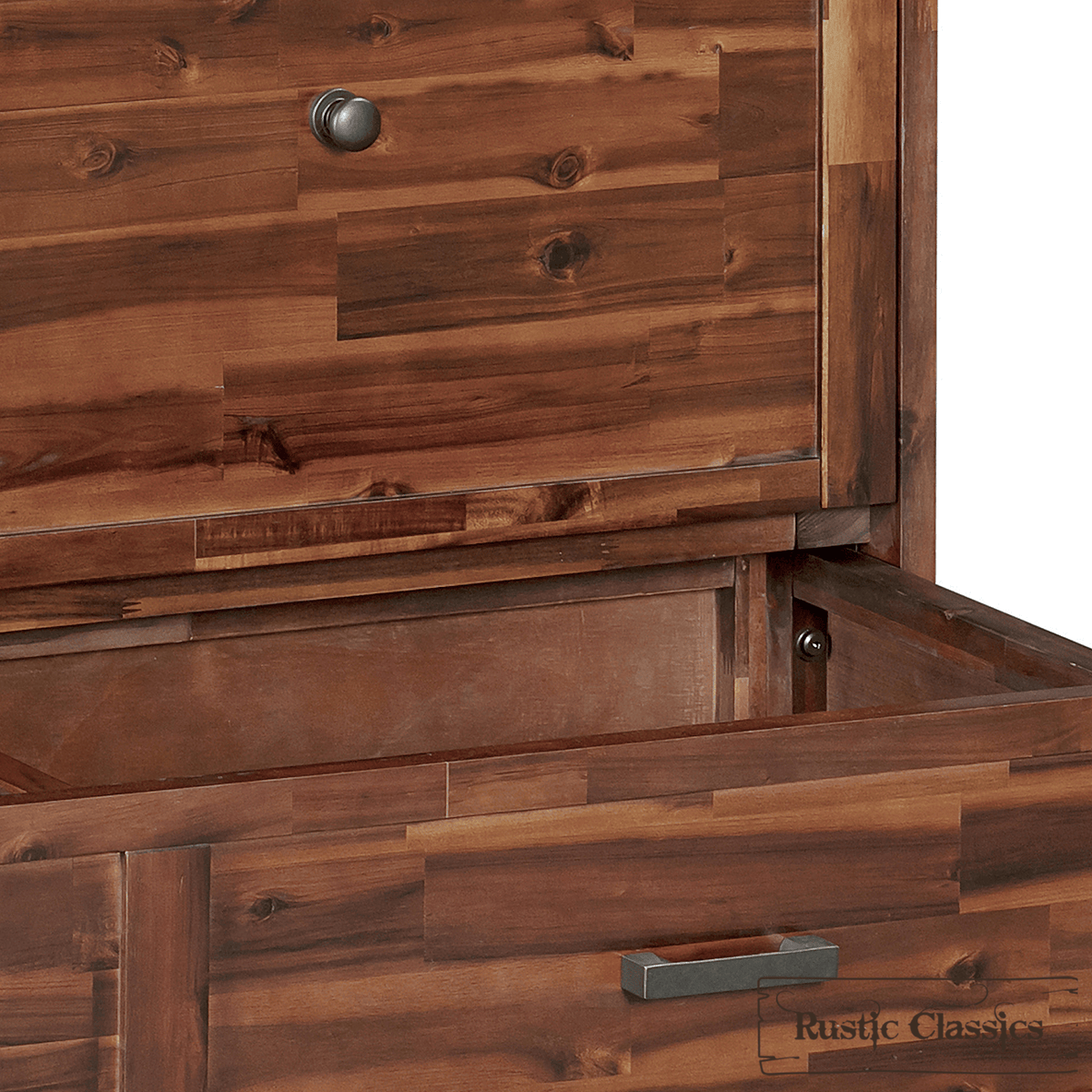 Stow King cabinet bed in Cherry, cabinet detail