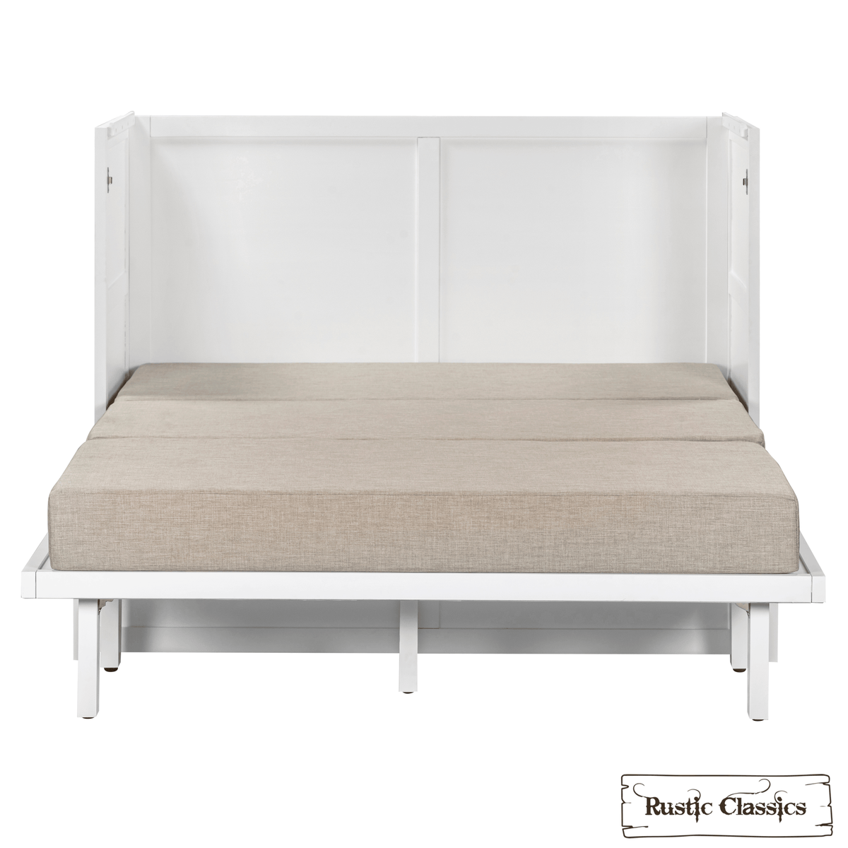 Stow Twin cabinet bed in White, open with mattress