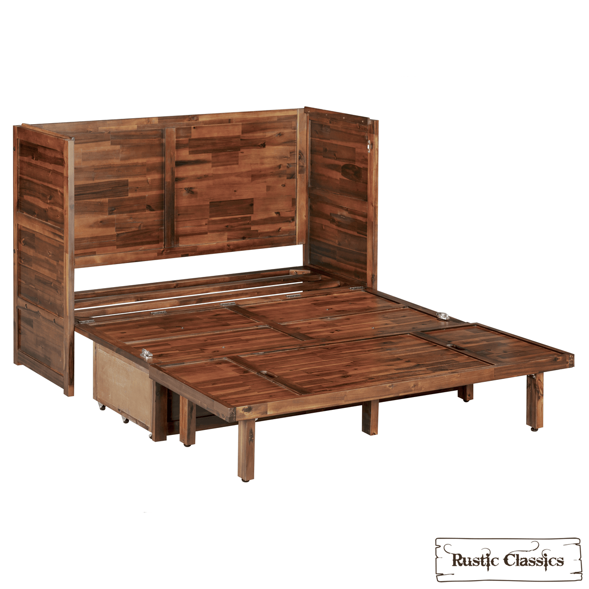 Stow Twin cabinet bed in Cherry, bed frame unfolded