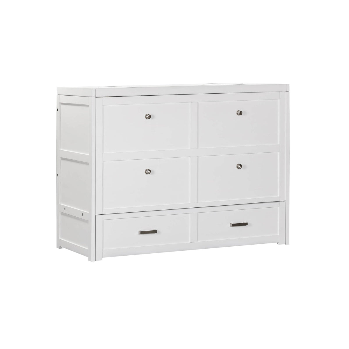 Stow Twin cabinet bed in White, closed, angled view