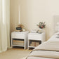Nightstand Set of 2, Modern Bedside Table with Rounded Corners, Nightstand with Drawer and Open Shelf, Distressed White