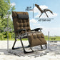 Folding Garden Chair, Reclining Zero Gravity Chair, Sun Lounger with Cushion and Headrest, Khaki