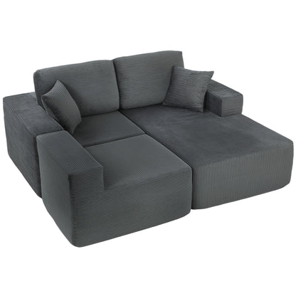 2-in-1 Modular Sectional Sofa, Boneless L Shaped Couch Sofa Bed - Dark Grey