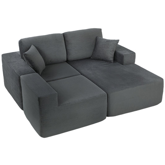 2-in-1 Modular Sectional Sofa, Boneless L Shaped Couch Sofa Bed - Dark Grey