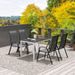 Outdoor Dining Table for 4-6 with Easy Maintenance Slatted Top, Rust-Resistant Aluminium Frame, Black