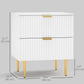 Bedside Table, Modern Nightstand with 2 Drawers, Side End Table with Metal Legs for Living Room, Bedroom, White
