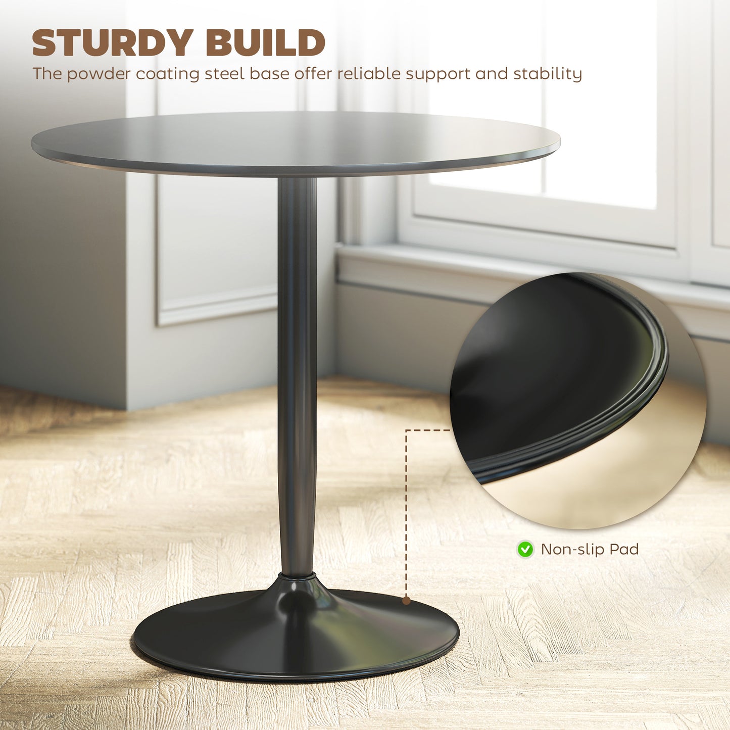Round Dining Table for 2 with Steel Base
