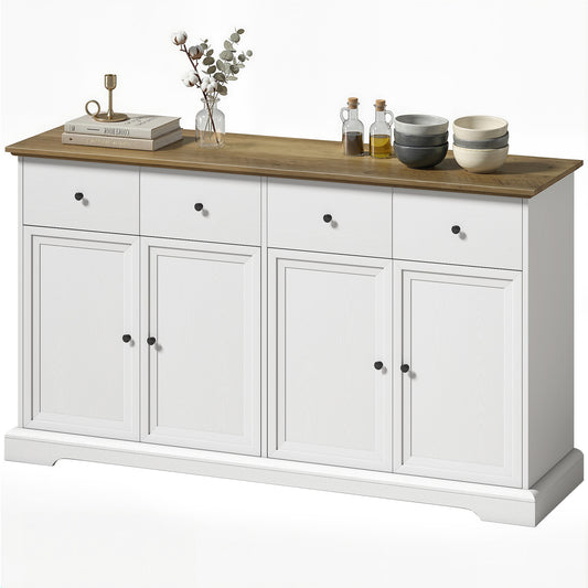 55" Farmhouse Sideboard Cabinet with Soft-Close Doors - White