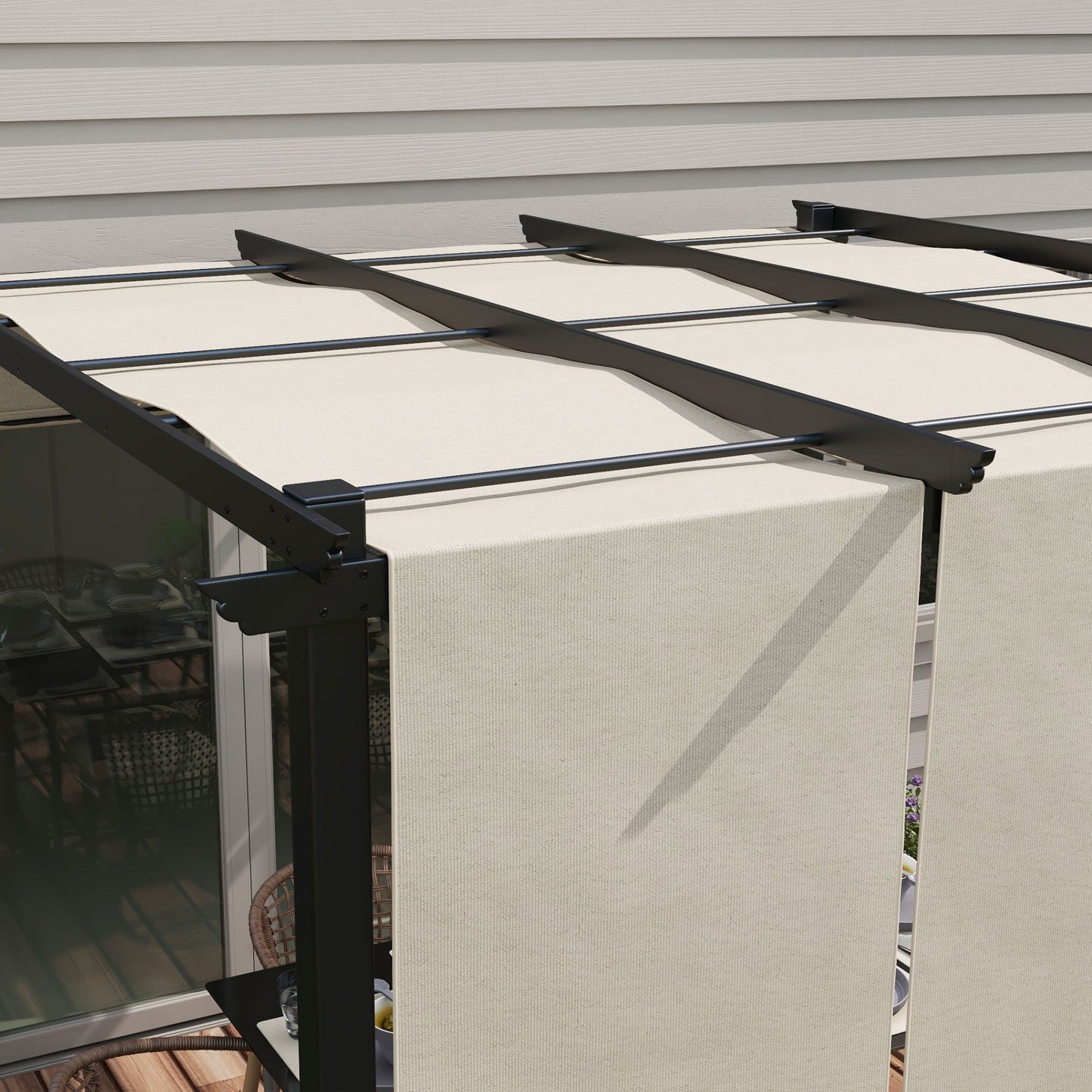 Metal Pergola, Outdoor Pergola with Retractable Canopy, for Garden, Patio, Backyard, Deck