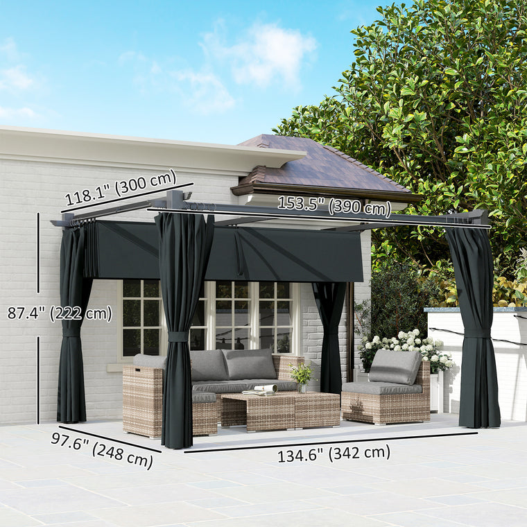 10' x 13' UPF30+ Pergola Sun Shade Shelter with Curtains
