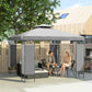 10' x 10' Canopy Gazebo, Double Roof Patio Gazebo with Screen Panels and Metal Frame for Deck, Backyard, Light Grey
