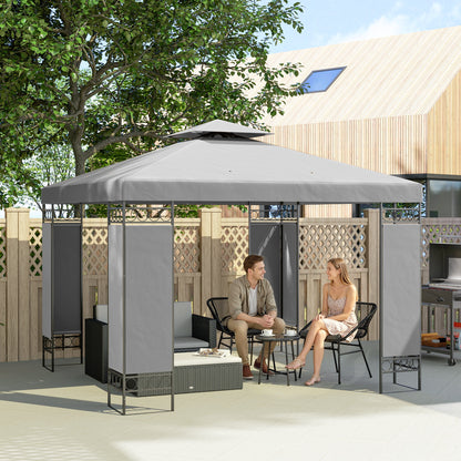 10' x 10' Light Grey Canopy Gazebo with Screen Panels