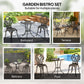 3PCs Patio Bistro Set, Outdoor Cast Aluminum Garden Table and Chairs with Umbrella Hole for Balcony, Bronze