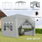 10' x 10' Pop-Up Canopy Tent with Sidewalls, Height-Adjustable, Carry Bag Included, for Outdoor, Garden, Patio, Light Grey