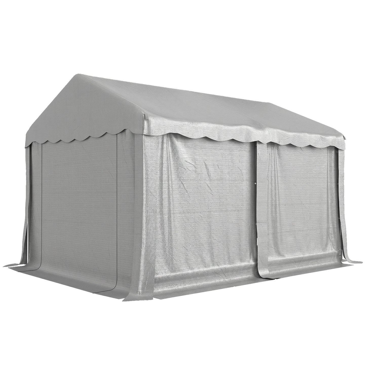 Portable Shed, Outdoor Storage Shed Tent with Roll-up Zipper Door and Removable Sidewalls, Light Grey