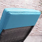Outdoor Adjustable Wicker Chaise Lounge Chair with Cushion & Wheels for Patio, Deck, Poolside, Sky Blue
