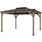 12' x 14' Light Walnut Hardtop Gazebo with Steel Roof