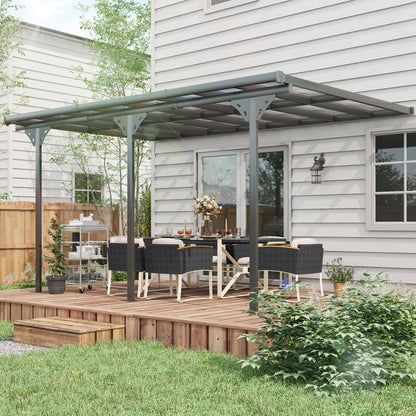 14ft x 10ft Grey Hardtop Pergola with Adjustable Height