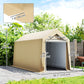 Outdoor Storage Shed Portable Garage with Roll-up Door for Motorcycle, Bike, Garden Tools, Beige