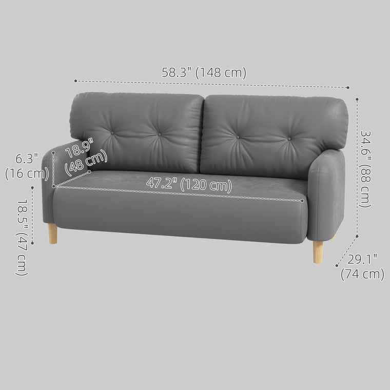 58" Loveseat Sofa with Wood Frame - Grey