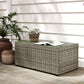 Wicker Outdoor Coffee Table, PE Wicker Rectangular Patio Table with Tempered Glass Top for Garden, Balcony, Dark Grey