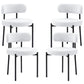 4 Pieces Kitchen Chairs, Modern Dining Chairs w/ Berber Fleece Upholstery and Steel Legs for Living Room, Cream White