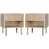 Nightstands Set of 2 with Drawer and Shelf - Natural Wood