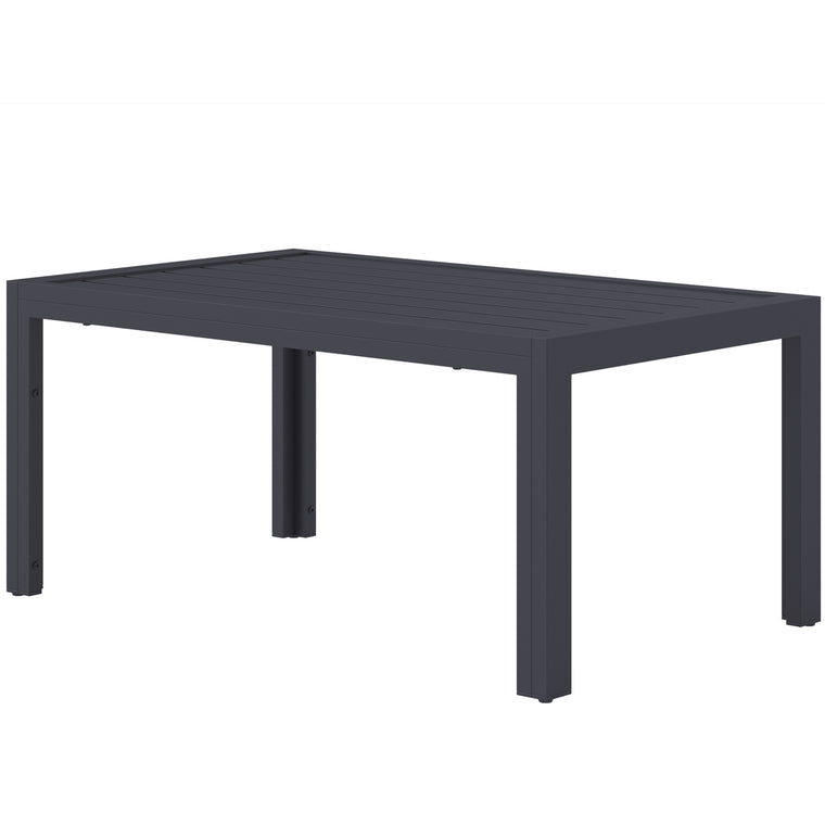 Rectangular Coffee Table with Steel Frame and Slat Top