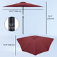 9ft Half Round Umbrella Outdoor Patio Garden Balcony Parasol Window Sun Shade w/ 5 Ribs Wine Red