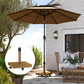 57 lbs Metal Square Patio Umbrella Base Holder, Outdoor Umbrella Stand with Wheels, Heavy Duty Patio Umbrella Stand Base for Garden, Poolside, Nature Wood