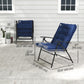Set of 2 Outdoor Folding Chairs with Adjustable Backrest, Padded Camping Chairs for Outdoor Events, Blue