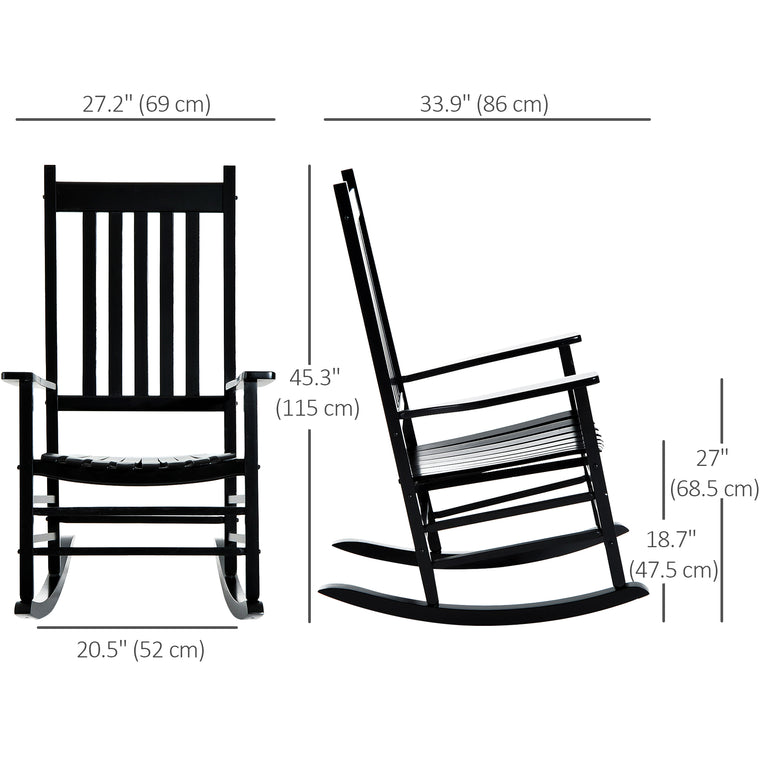 Black Wooden Porch Rocking Armchair