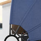 4 Pieces Outdoor Daybed with Retractable Canopy, Wicker Lounger Bed, Conversation Furniture Set, Dark Blue