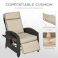 Outdoor Recliner Chair with Adjustable Backrest, Cushion, Side Tray, Black