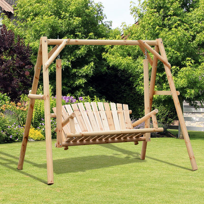 6.5' Wooden Farmhouse Log Swing Loveseat