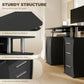 47" Computer Desk with Keyboard Tray and Storage Drawers, Home Office Workstation Table with Storage Shelves, Black