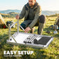 2ft Folding Camping Table, Picnic Table with Mesh Storage Layer, 4 Adjustable Heights and Carrying Handle, Black