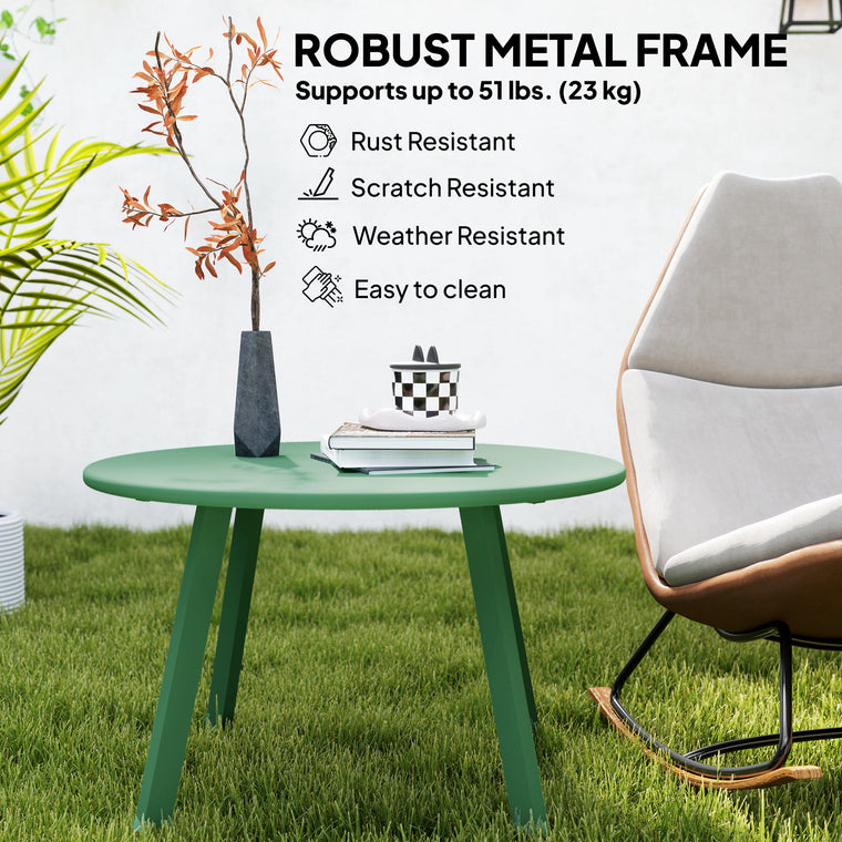 Round Metal Side Table with Non-Slip Foot Pads
