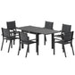 Patio Dining Set for 6, Aluminum Expandable Outdoor Table and 6 Stackable Chairs with Padded Back, Mesh Seat, Black