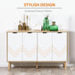 Modern Sideboard and Buffet, Dining Room Cabinet with Adjustable Shelves and 4 Doors, Natural