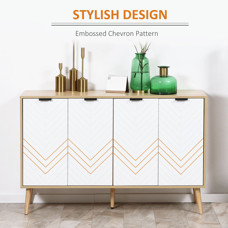 Sideboard Buffet with Adjustable Shelves and 4 Doors - Natural