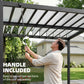 9.5 x 10 ft Louvered Pergola with PC Roof, Aluminium Outdoor Pergola Gazebo with Drainage Gutters, Handle, Clear