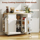 Kitchen Island Cart, Rolling Kitchen Island Table with Drop Leaf, Drawer, Spice and Towel Rack, White