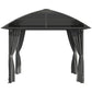 10' x 10' Hardtop Gazebo, Outdoor Gazebo Canopy with UV60+ Polycarbonate Roof, Curtains, Central Hook and Steel Frame for Garden, Lawn, Backyard, Deck, Dark Grey