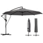 10FT Cantilever Patio Umbrella with 8 Ribs, Offset Patio Umbrella with Cover and Wind Ropes for Garden, Yard, Dark Grey